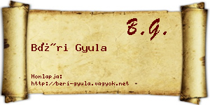 Béri Gyula névjegykártya